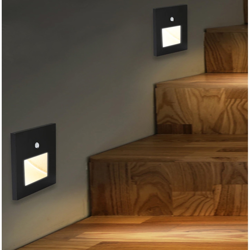 Emithor 70418 - LED φωτιστικό σκάλας με αισθητήρα SUNNY LED/1W/230V 4000K μαύρο