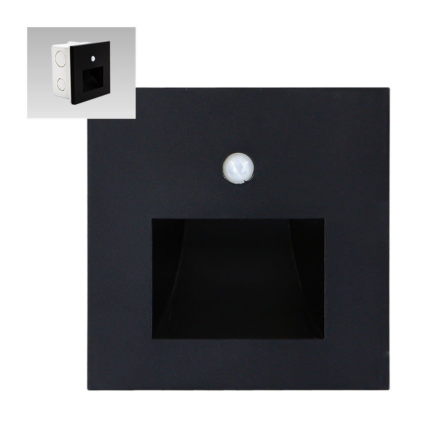 Emithor 70418 - Φωτιστικό σκάλας LED με αισθητήρα SUNNY LED/1W/230V 4000K μαύρο