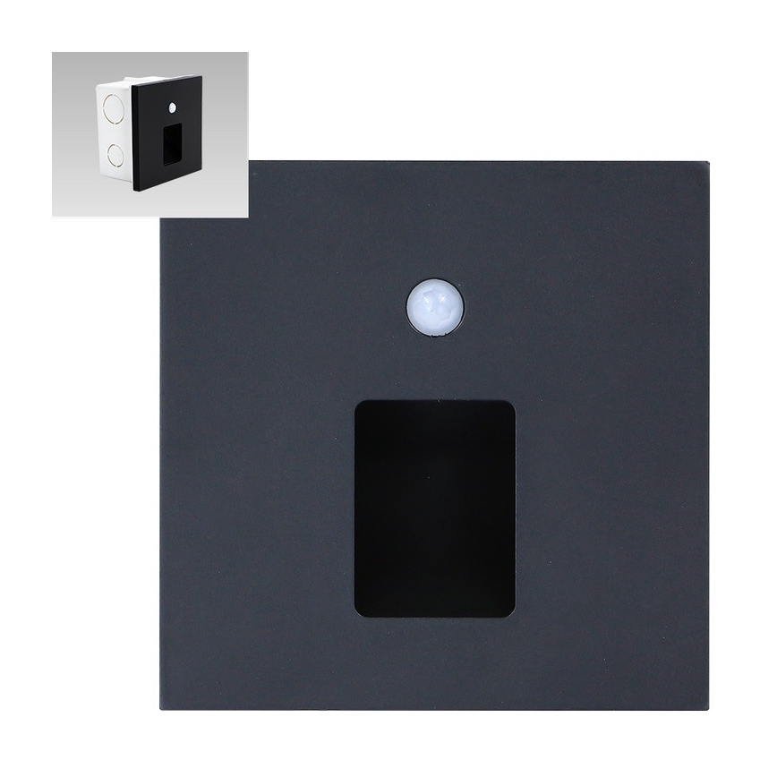 Emithor 70424 - LED φωτιστικό σκάλας με αισθητήρα VIX LED/1W/230V 4000K μαύρο