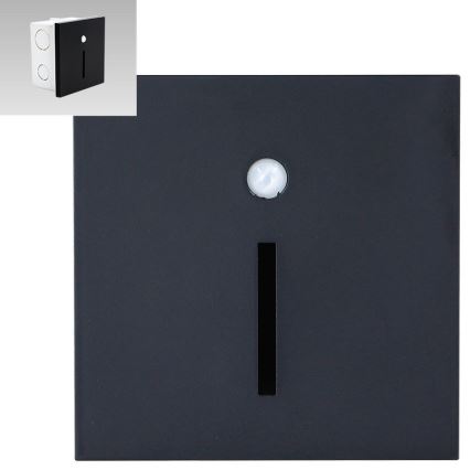 Emithor 70430 - LED φωτιστικό σκάλας με αισθητήρα LINE LED/1W/230V μαύρο