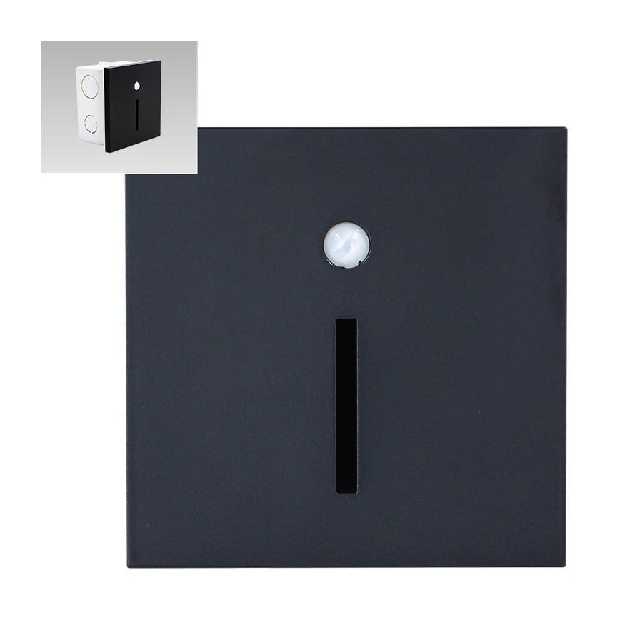 Emithor 70430 - LED φωτιστικό σκάλας με αισθητήρα LINE LED/1W/230V μαύρο