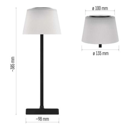 LED Ρυθμιζόμενος επαναφορτιζόμενος φωτισμός KATIE LED/4W/10V 1800mAh IP44 CRI 90 μαύρο