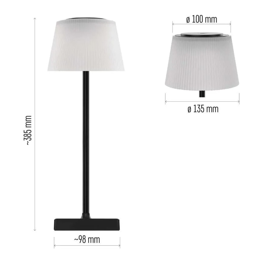 LED Ρυθμιζόμενος επαναφορτιζόμενος φωτισμός KATIE LED/4W/10V 1800mAh IP44 CRI 90 μαύρο