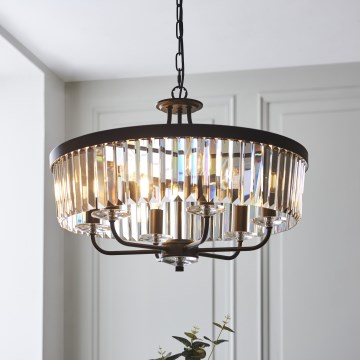 Endon 100711 - Κρεμαστό φωτιστικό με αλυσίδα CHESTERFIELD 6xE14/6W/230V Ø 55 cm μαύρο