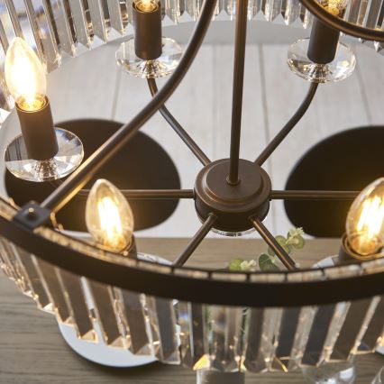 Endon 100711 - Κρεμαστό φωτιστικό με αλυσίδα CHESTERFIELD 6xE14/6W/230V Ø 55 cm μαύρο