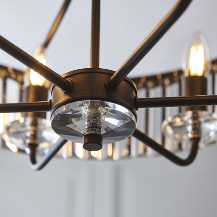 Endon 100711 - Κρεμαστό φωτιστικό με αλυσίδα CHESTERFIELD 6xE14/6W/230V Ø 55 cm μαύρο