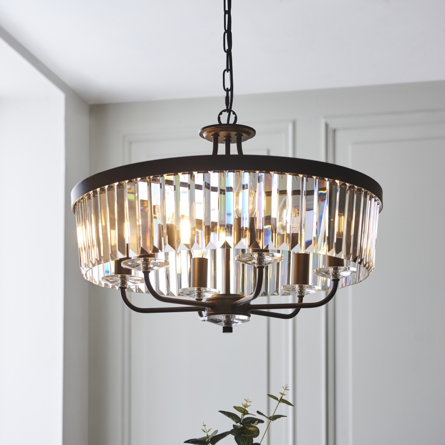 Endon 100711 - Κρεμαστό φωτιστικό με αλυσίδα CHESTERFIELD 6xE14/6W/230V Ø 55 cm μαύρο