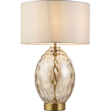 Endon 101150 - Ρυθμιζόμενο επιτραπέζιο φωτιστικό ERIN 1xE27/10W/230V λευκό/ορείχαλκος/καπνιστό μπεζ