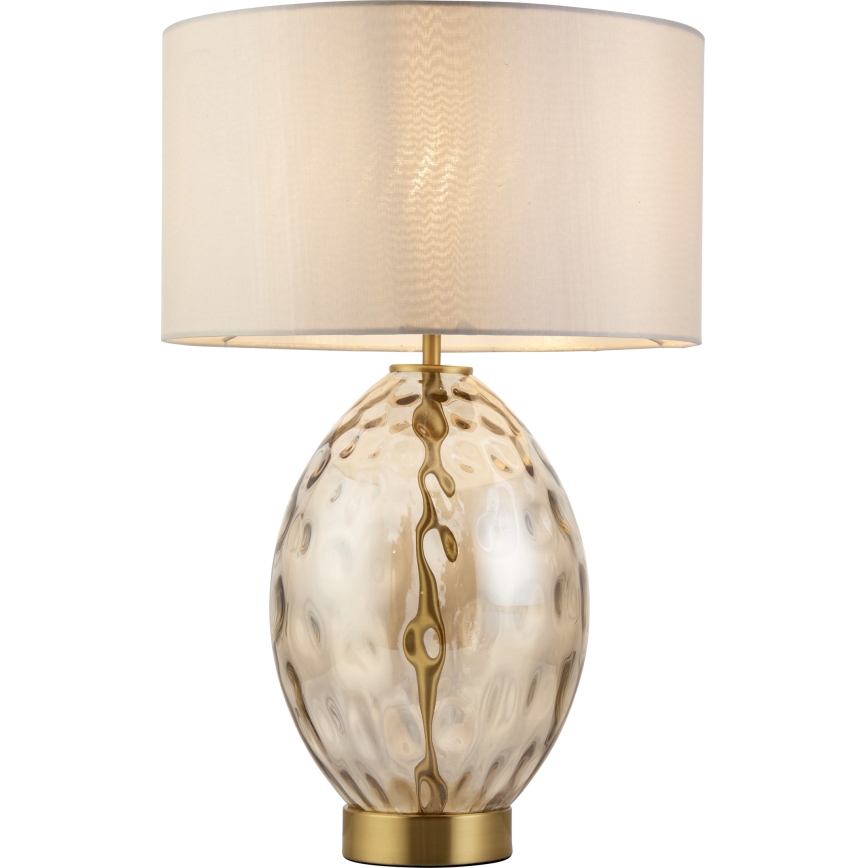 Endon 101150 - Ρυθμιζόμενο επιτραπέζιο φωτιστικό ERIN 1xE27/10W/230V λευκό/ορείχαλκος/καπνιστό μπεζ