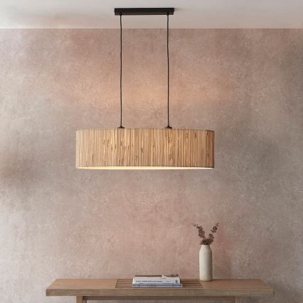 Endon 101692 - Κρεμαστό φωτιστικό οροφής LONGSHORE 2xE27/10W/230V μπεζ
