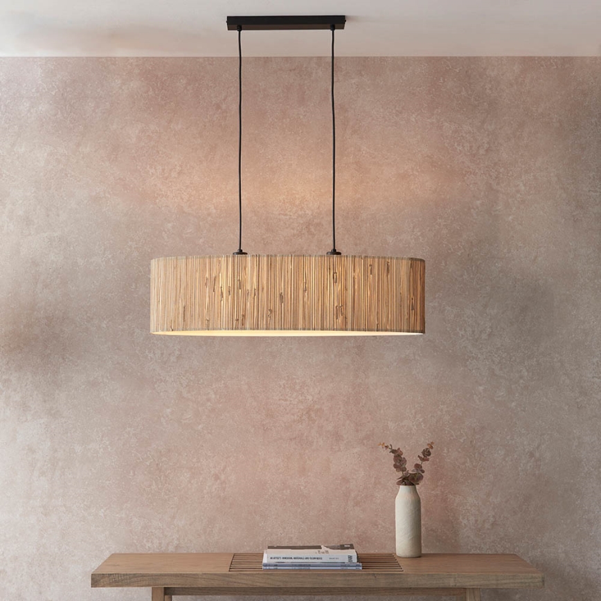 Endon 101692 - Κρεμαστό φωτιστικό οροφής LONGSHORE 2xE27/10W/230V μπεζ