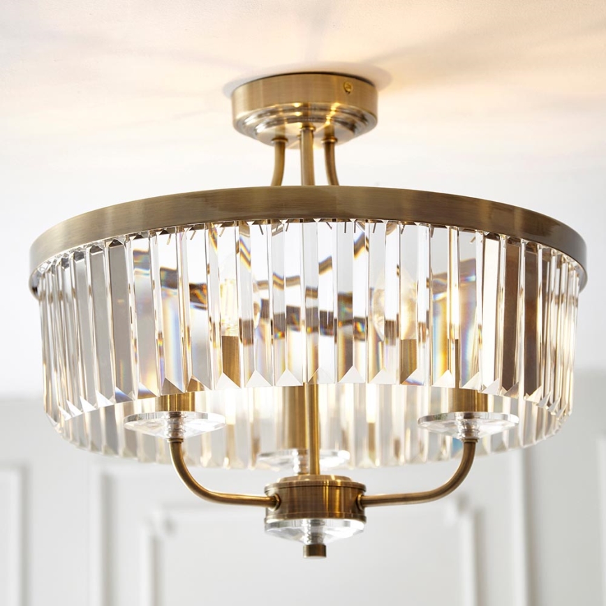Endon 102506 - Πλαφονιέρα οροφής CHESTERFIELD 3xE14/6W/230V διάμετρος 45 cm ορείχαλκος