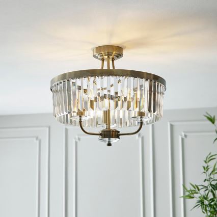 Endon 102506 - Πλαφονιέρα οροφής CHESTERFIELD 3xE14/6W/230V διάμετρος 45 cm ορείχαλκος