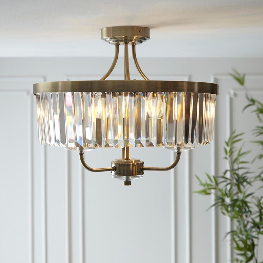 Endon 102506 - Πλαφονιέρα οροφής CHESTERFIELD 3xE14/6W/230V διάμετρος 45 cm ορείχαλκος