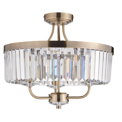 Endon 102506 - Πλαφονιέρα οροφής CHESTERFIELD 3xE14/6W/230V διάμετρος 45 cm ορείχαλκος