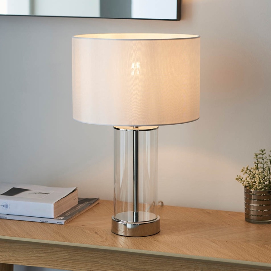 Endon 102674 - Ρυθμιζόμενο επιτραπέζιο φωτιστικό LESSINA 1xE27/10W/230V γυαλισμένο χρώμιο/λευκό