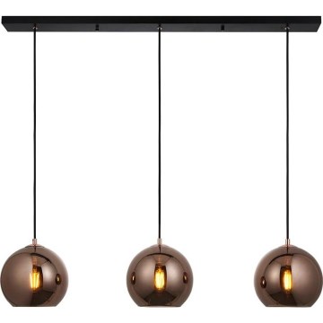 Endon 102929 - Κρεμαστό φωτιστικό οροφής BOLI 3xE27/10W/230V μαύρο/φιμέ καφέ