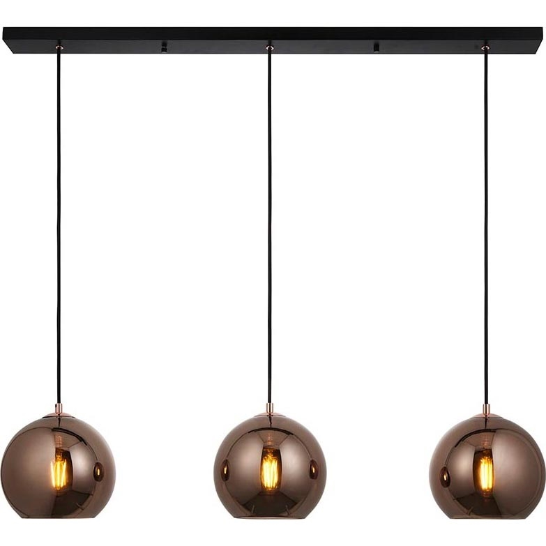 Endon 102929 - Κρεμαστό φωτιστικό οροφής BOLI 3xE27/10W/230V μαύρο/φιμέ καφέ