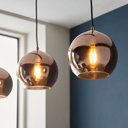 Endon 102929 - Κρεμαστό φωτιστικό οροφής BOLI 3xE27/10W/230V μαύρο/φιμέ καφέ