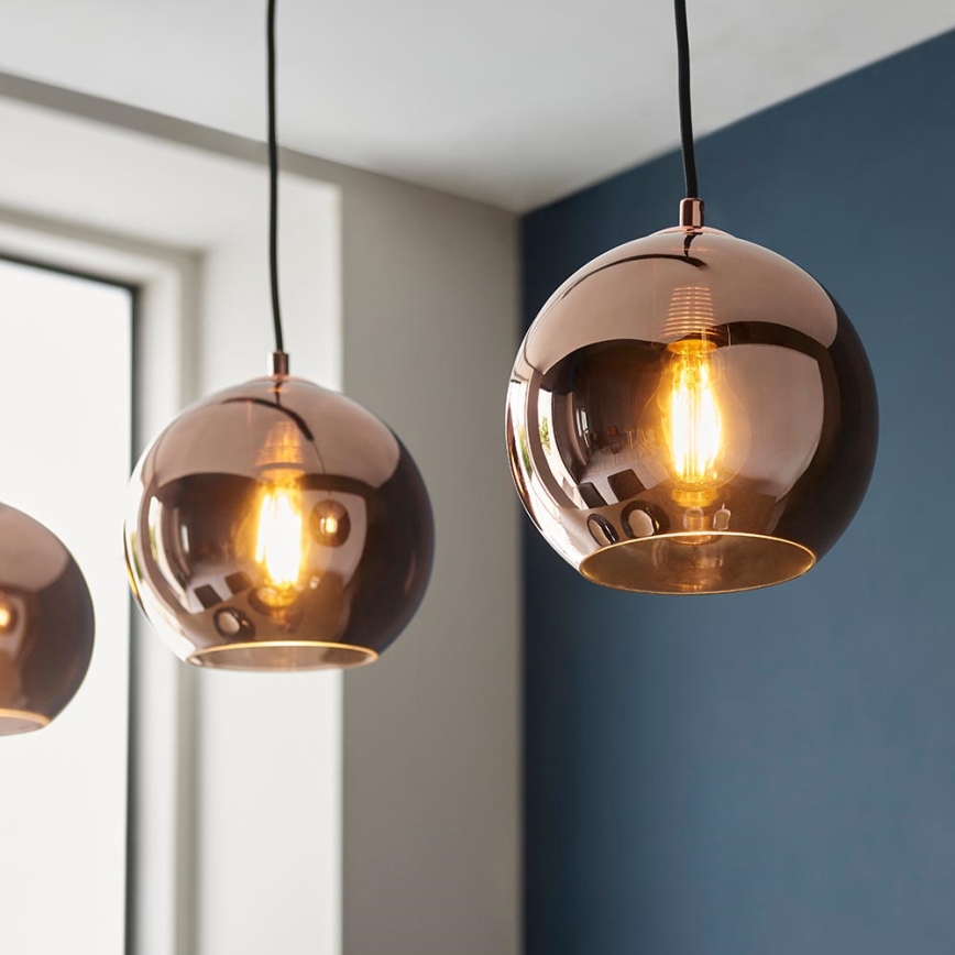 Endon 102929 - Κρεμαστό φωτιστικό οροφής BOLI 3xE27/10W/230V μαύρο/φιμέ καφέ