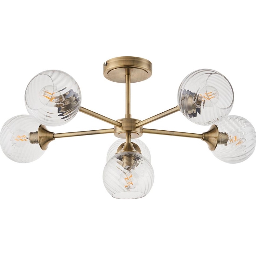 Endon 103171 - Κρεμαστό φωτιστικό ALLEGRA 6xE14/7W/230V ορείχαλκος/διαφανές