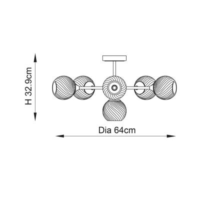 Endon 103171 - Κρεμαστό φωτιστικό ALLEGRA 6xE14/7W/230V ορείχαλκος/διαφανές