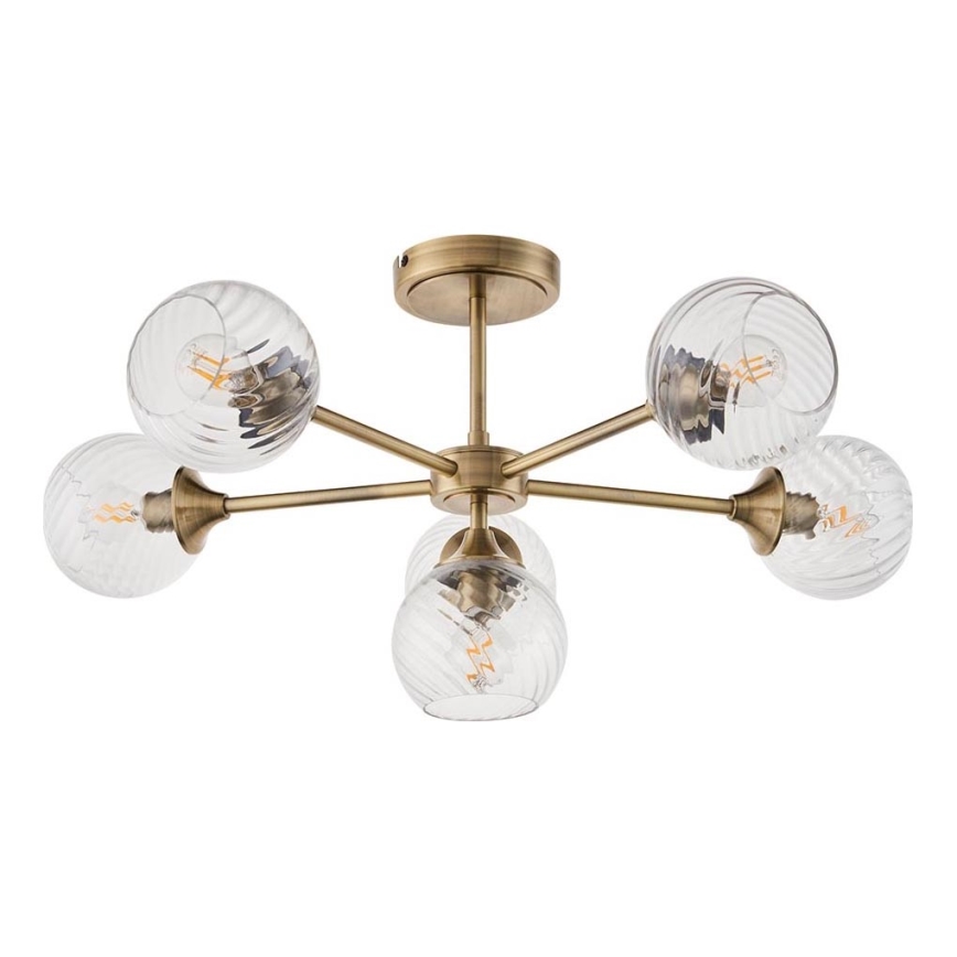 Endon 103171 - Κρεμαστό φωτιστικό ALLEGRA 6xE14/7W/230V ορείχαλκος/διαφανές