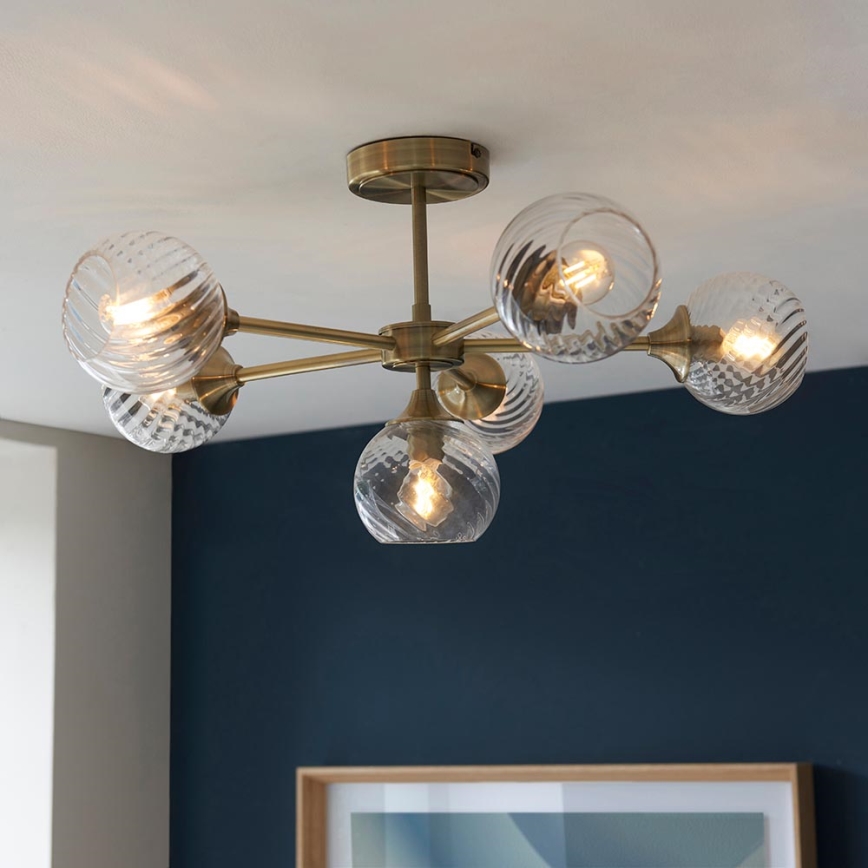 Endon 103171 - Κρεμαστό φωτιστικό ALLEGRA 6xE14/7W/230V ορείχαλκος/διαφανές