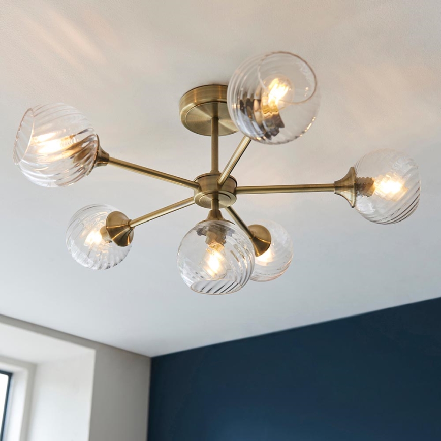 Endon 103171 - Κρεμαστό φωτιστικό ALLEGRA 6xE14/7W/230V ορείχαλκος/διαφανές