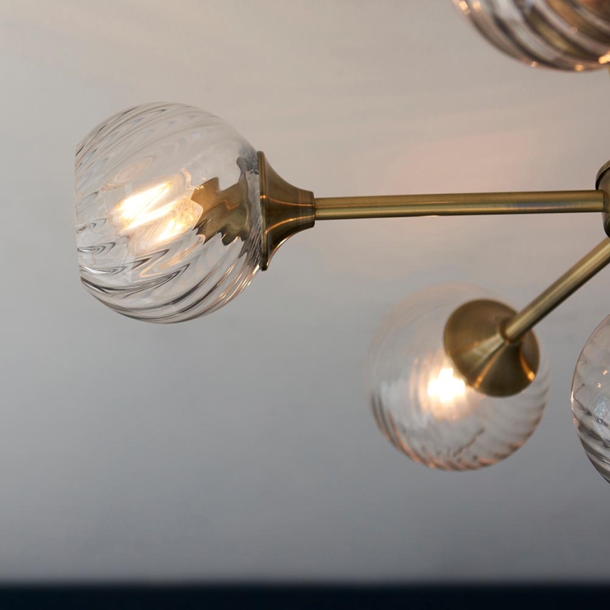 Endon 103171 - Κρεμαστό φωτιστικό ALLEGRA 6xE14/7W/230V ορείχαλκος/διαφανές