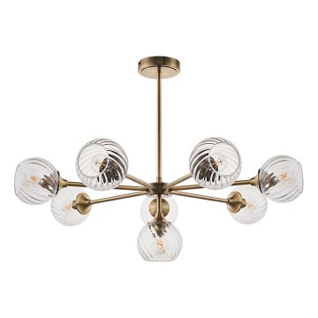 Endon 103172 - Κρεμαστό φωτιστικό ALLEGRA 8xE14/7W/230V ορείχαλκος/διαφανές