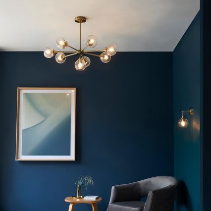 Endon 103172 - Κρεμαστό φωτιστικό ALLEGRA 8xE14/7W/230V ορείχαλκος/διαφανές