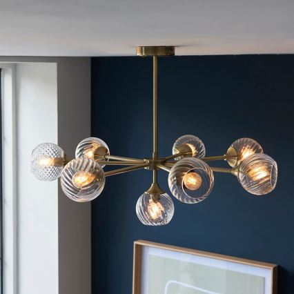 Endon 103172 - Κρεμαστό φωτιστικό ALLEGRA 8xE14/7W/230V ορείχαλκος/διαφανές