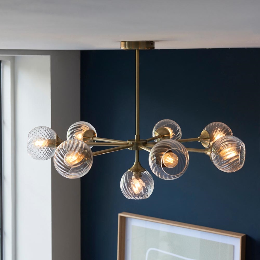 Endon 103172 - Κρεμαστό φωτιστικό ALLEGRA 8xE14/7W/230V ορείχαλκος/διαφανές