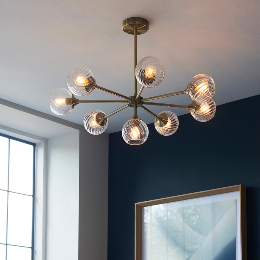Endon 103172 - Κρεμαστό φωτιστικό ALLEGRA 8xE14/7W/230V ορείχαλκος/διαφανές