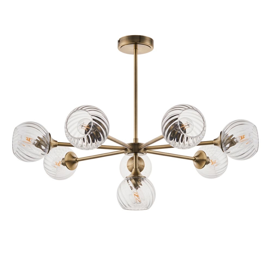 Endon 103172 - Κρεμαστό φωτιστικό ALLEGRA 8xE14/7W/230V ορείχαλκος/διαφανές