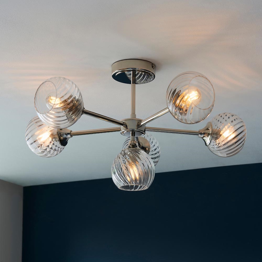 Endon 104050 - Κρεμαστό φωτιστικό ALLEGRA 6xE14/7W/230V γυαλιστερό χρώμιο/διαφανές