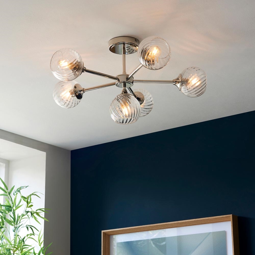 Endon 104050 - Κρεμαστό φωτιστικό ALLEGRA 6xE14/7W/230V γυαλιστερό χρώμιο/διαφανές