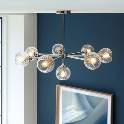 Endon 104051 - Πολυέλαιος επί ράβδου ALLEGRA 8xE14/7W/230V γυαλιστερό χρώμιο