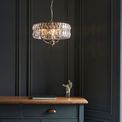 Endon 104466 - Κρεμαστό φωτιστικό οροφής CLIFTON 3xE14/6W/230V γυαλιστερό χρώμιο/διαφανές διάμετρος 38,5 cm