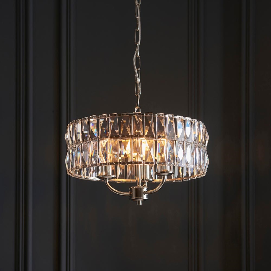 Endon 104466 - Κρεμαστό φωτιστικό οροφής CLIFTON 3xE14/6W/230V γυαλιστερό χρώμιο/διαφανές διάμετρος 38,5 cm