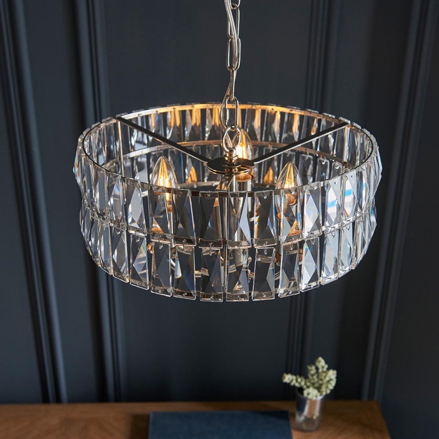 Endon 104466 - Κρεμαστό φωτιστικό οροφής CLIFTON 3xE14/6W/230V γυαλιστερό χρώμιο/διαφανές διάμετρος 38,5 cm