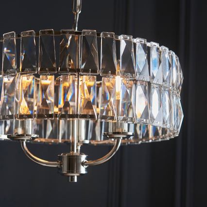 Endon 104466 - Κρεμαστό φωτιστικό οροφής CLIFTON 3xE14/6W/230V γυαλιστερό χρώμιο/διαφανές διάμετρος 38,5 cm