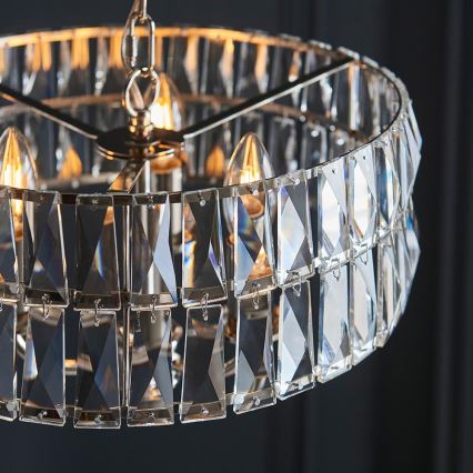 Endon 104466 - Κρεμαστό φωτιστικό οροφής CLIFTON 3xE14/6W/230V γυαλιστερό χρώμιο/διαφανές διάμετρος 38,5 cm