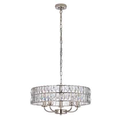 Endon 104467 - Κρεμαστό φωτιστικό οροφής CLIFTON 5xE14/6W/230V γυαλιστερό χρώμιο/διαφανές διάμετρος 50,5 cm