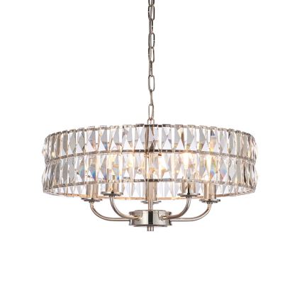 Endon 104467 - Κρεμαστό φωτιστικό οροφής CLIFTON 5xE14/6W/230V γυαλιστερό χρώμιο/διαφανές διάμετρος 50,5 cm