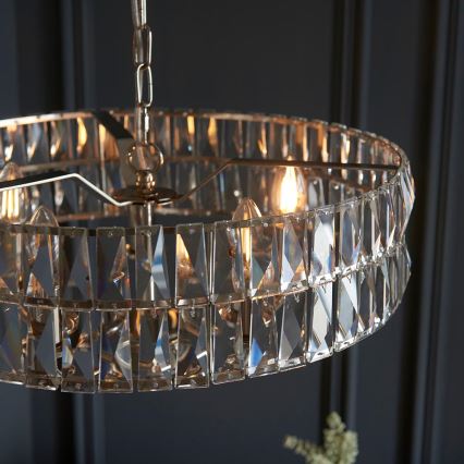 Endon 104467 - Κρεμαστό φωτιστικό οροφής CLIFTON 5xE14/6W/230V γυαλιστερό χρώμιο/διαφανές διάμετρος 50,5 cm
