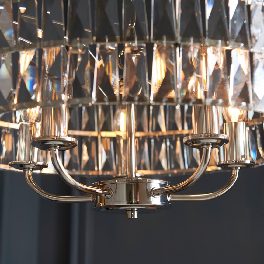 Endon 104467 - Κρεμαστό φωτιστικό οροφής CLIFTON 5xE14/6W/230V γυαλιστερό χρώμιο/διαφανές διάμετρος 50,5 cm