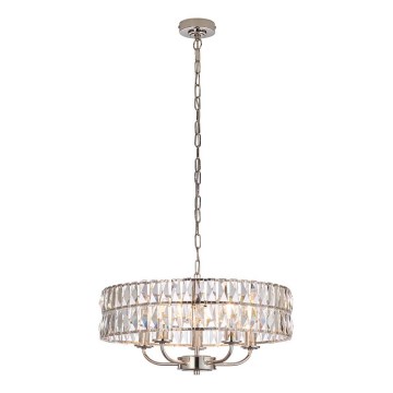 Endon 104467 - Κρεμαστό φωτιστικό οροφής CLIFTON 5xE14/6W/230V γυαλιστερό χρώμιο/διαφανές διάμετρος 50,5 cm