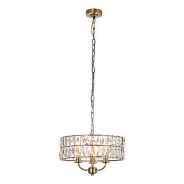 Endon 106243 - Κρεμαστό φωτιστικό με αλυσίδα CLIFTON 3xE14/6W/230V Ø 38,5 cm μπρούτζινο/διάφανο
